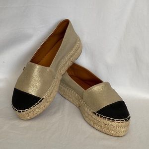 Kurt Geiger London Morella Gold Leather Espadrilles